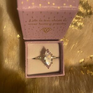 Melinda Maria Silver Ring with Clear Gemstone